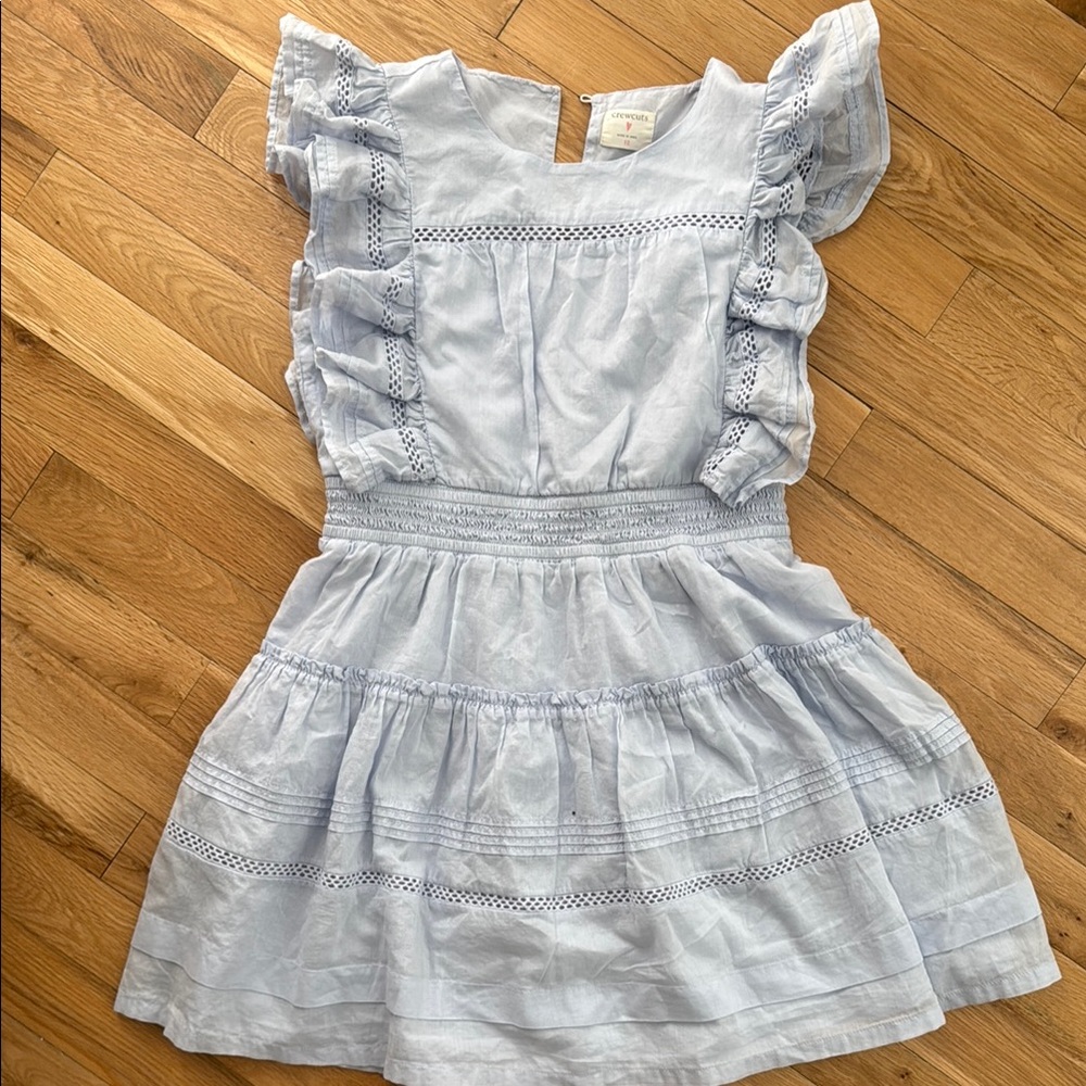 Crewcuts by J.Crew Blue Pleated Sundress | Size 12 | Flutter Sleeves